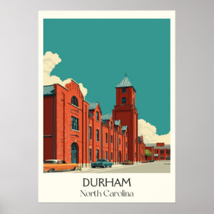 Durham North Carolina Vintage Historic Building Poster