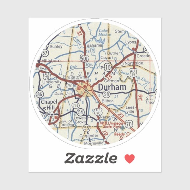 Durham North Carolina Vintage Map (Sheet)