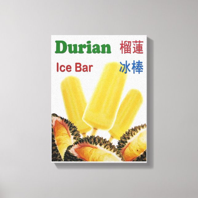 Durian Ice Bar Tropical Fruit Popsicle Canvas Print (Front)