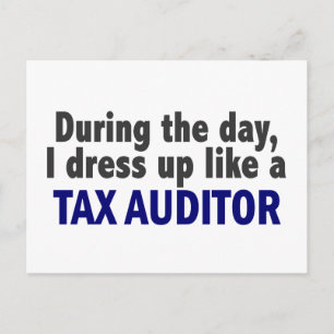 During The Day I Dress Up Like A Tax Auditor Postcard