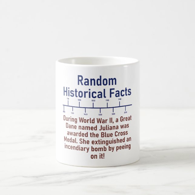 During WWII A Great Dane - History Fact Coffee Mug (Center)