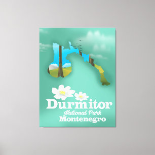 Durmitor national park, Montenegro map Canvas Print