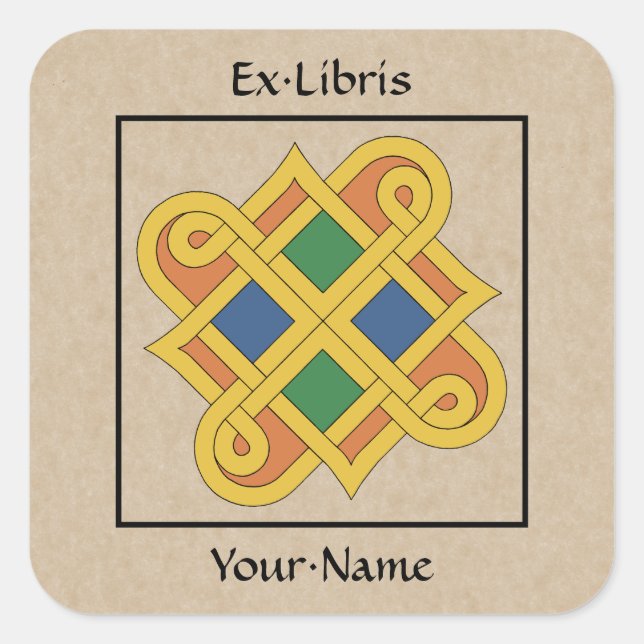 Durrow Knotwork 2016 Bookplate Square Sticker (Front)