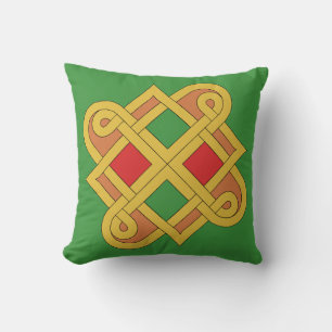 Durrow Knotwork 2016 Red and Green Cushion