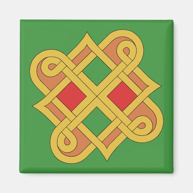 Durrow Knotwork 2016 Red and Green Magnet (Front)