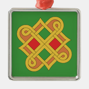 Durrow Knotwork 2016 Red and Green Metal Tree Decoration