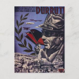 Durruti spanish civil war original poster 1936 FAI Postcard