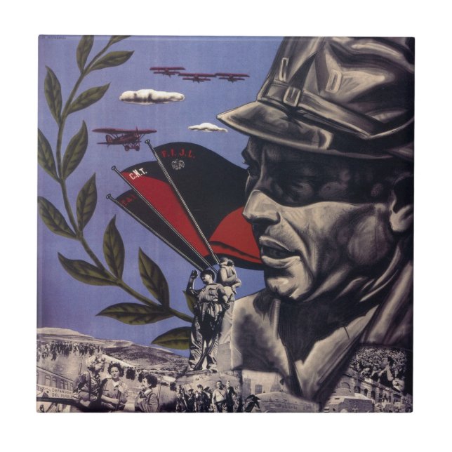 Durruti spanish civil war original poster 1936 FAI Tile (Front)