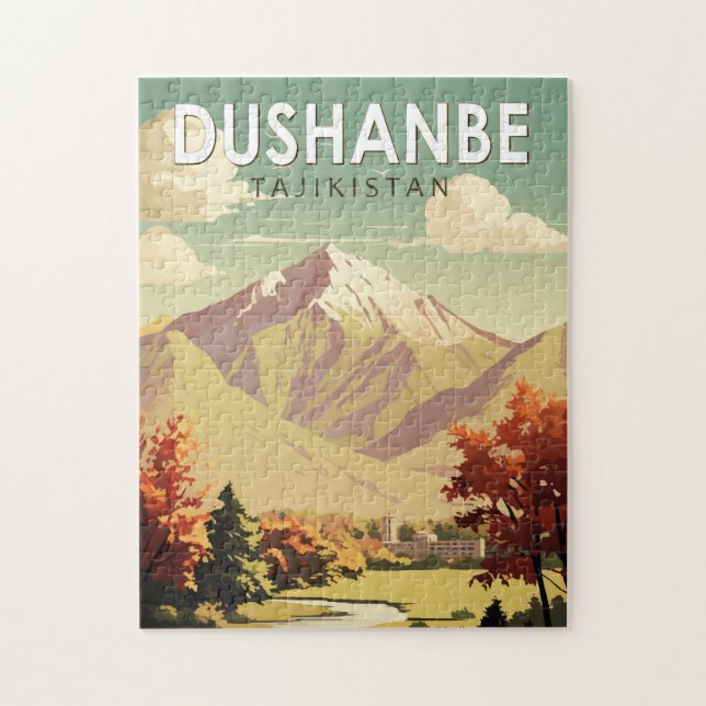 Dushanbe Tajikistan Travel Art Vintage Jigsaw Puzzle (Vertical)