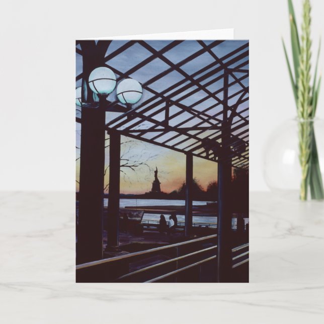 Dusk At Freedom’s Birthplace, Ellis Island Greetin Card (Front)