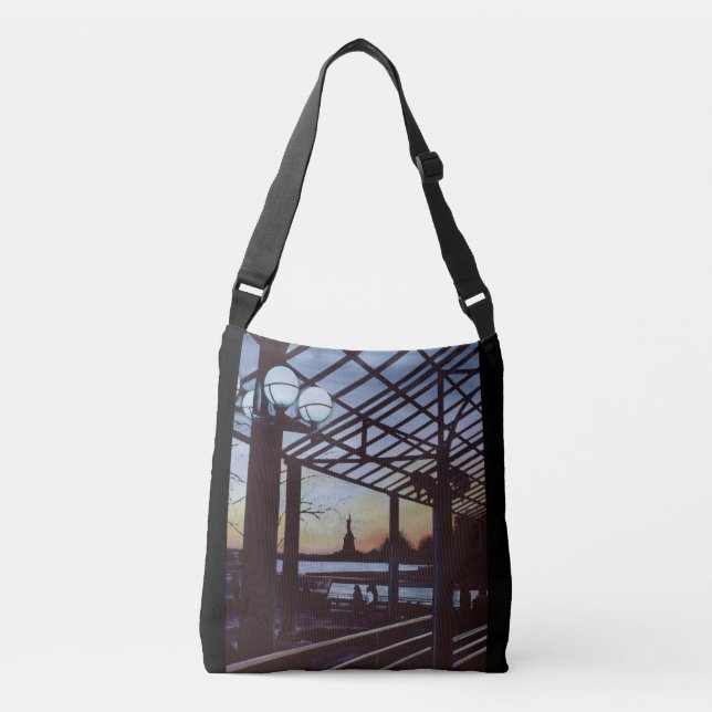 Dusk at Freedom's Birthplace, Ellis Island Crossbody Bag (Front)
