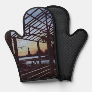 Dusk at Freedom's Birthplace, Ellis Island Oven Mitt