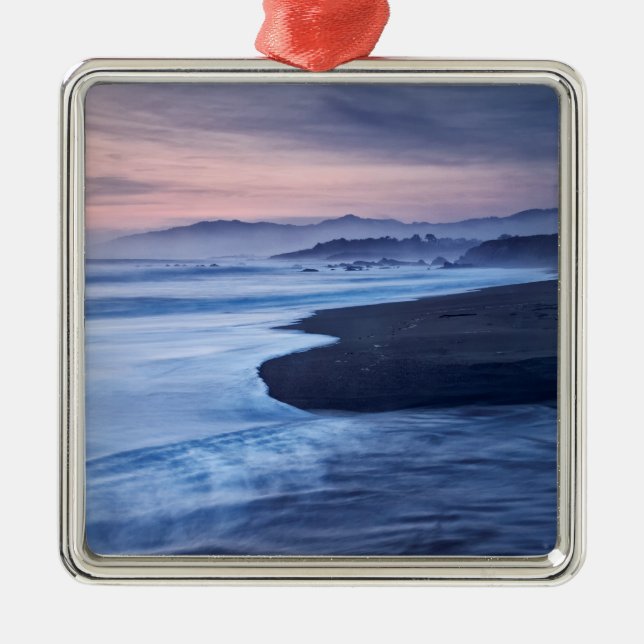 Dusk At Moonstone Beach Metal Tree Decoration (Front)