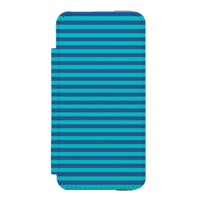 Dusk Blue and Dark Turquoise Stripes Incipio iPhone Wallet Case (Folio Front)