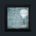 Dusk Blue Hot Air Balloon Steampunk Handwriting Gift Box<br><div class="desc">This design features a Victorian Steampunk Hot Air Balloon gently flying in front of a scrapbook background page filled with handwriting washed with shades of soft, dusk blue. This serene design is loved by men and woman equally, making it great for a gift for anyone on your list who loves...</div>