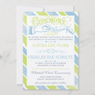 Dusk Blue Lime Modern Vintage Typography Invite