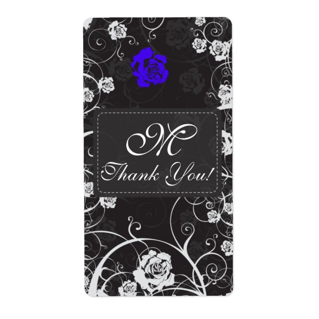 Dusk Blue Monogram Thank You Shipping Label (Front)