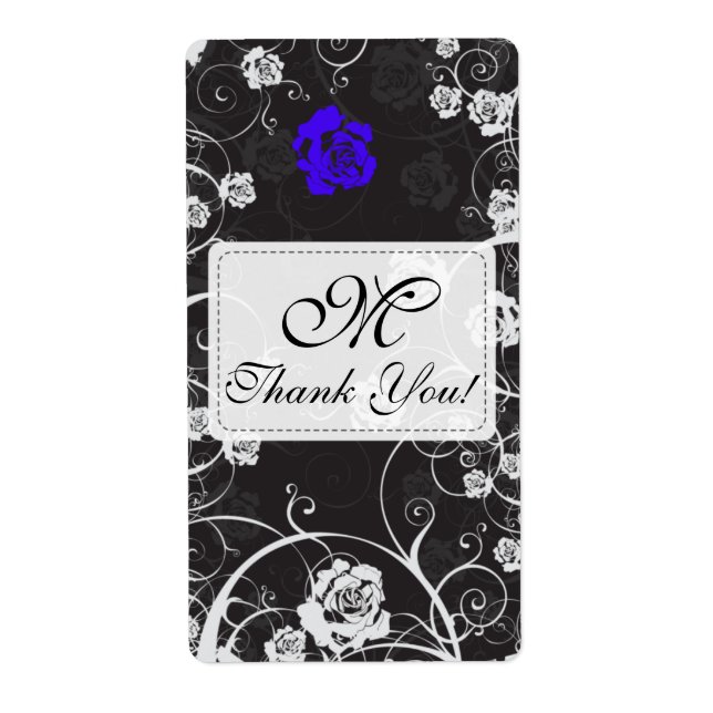 Dusk Blue Monogram Thank You Shipping Label Light (Front)