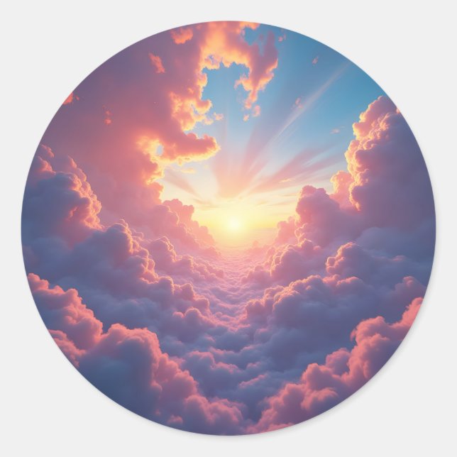 Dusk Breaks Through – Dramatic Dusk Landscape Classic Round Sticker (Front)