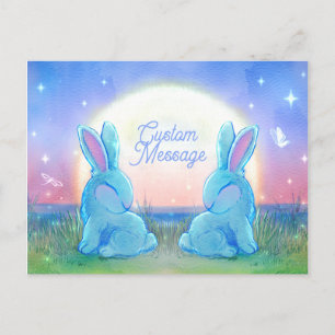 Dusk Bunnies Customizable Announcement Postcard