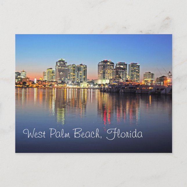 Dusk falls upon West Palm Beach Florida Postcard (Front)