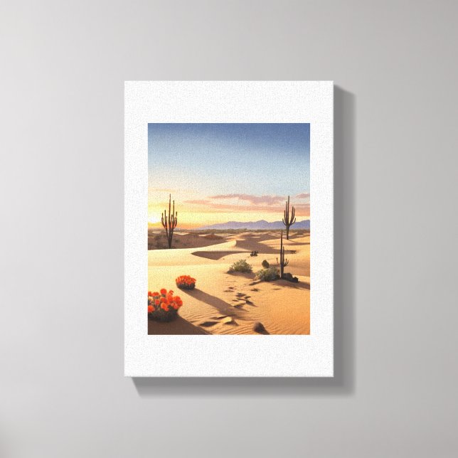 Dusk: Golden Sands, Orange Sun, Resilient Plants Canvas Print (Front)