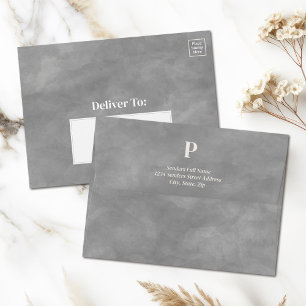 Dusk Grey Gemini Zodiac Matching Watercolor 5x7 Envelope