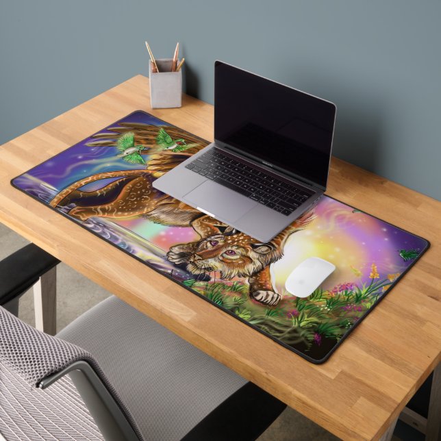 Dusk Hunter Flying Cat Desk Mat (Office 2)