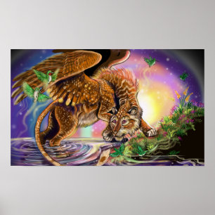 Dusk Hunter Flying Cat Poster