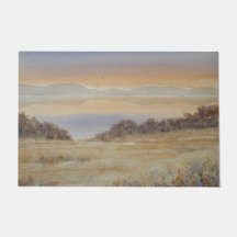 Dusk Lake Blush Watercolor Landscape Print