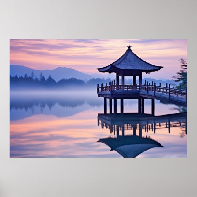 Dusk Lake Tranquil Peaceful Nature  Poster (Front)