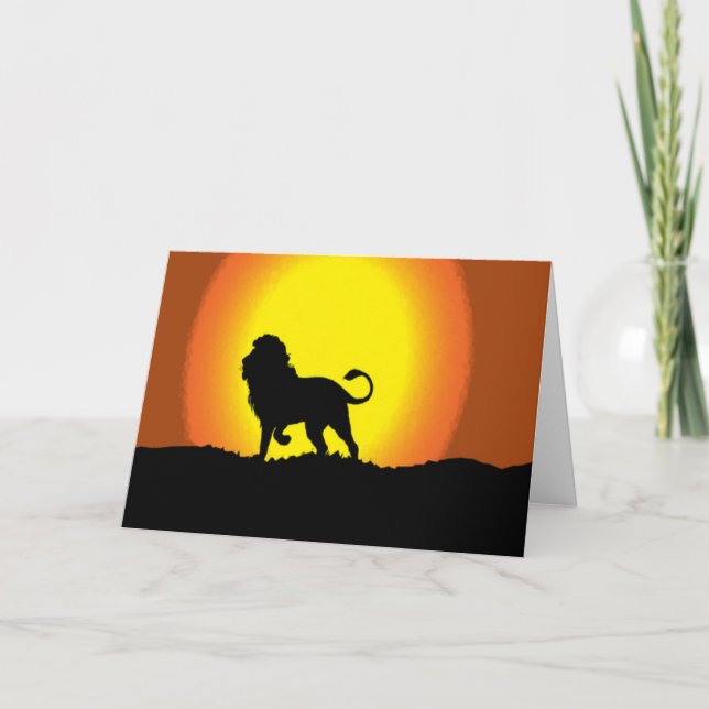 Dusk lion silhouette holiday card (Front)