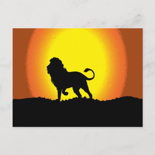 Dusk lion silhouette postcard (Front)