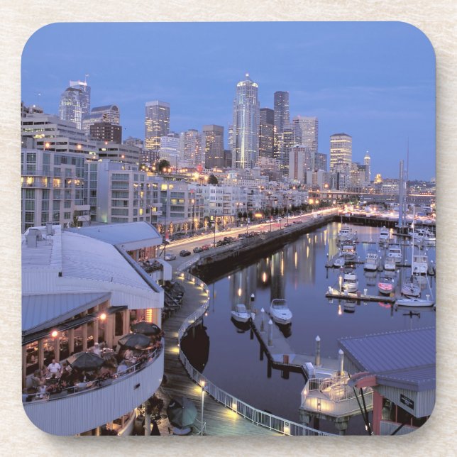 Dusk on Bell Harbour in Seattle, Washington. Coaster (Front)