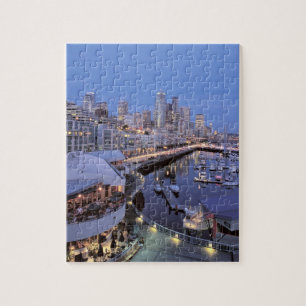 Dusk on Bell Harbour in Seattle, Washington. Jigsaw Puzzle