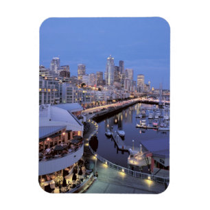 Dusk on Bell Harbour in Seattle, Washington. Magnet