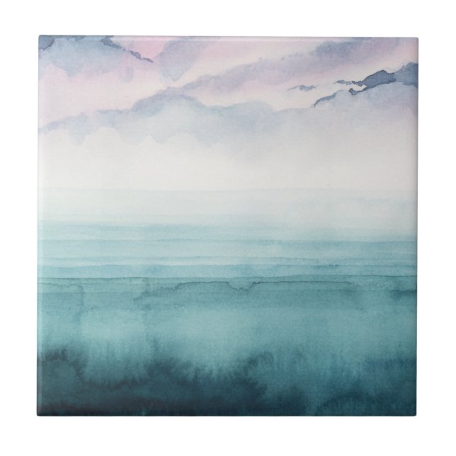 Dusk on the Bay - Watercolor Tile (Front)