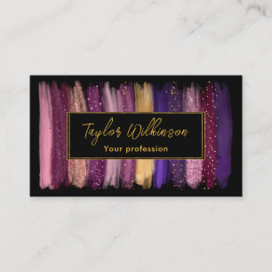 Dusk Pink and Purple Brush Strokes Business Card