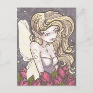 Dusk Roses Night Fairy Fantasy Art Postcard