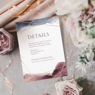 Dusk Watercolor Geometric Modern Wedding details Enclosure Card