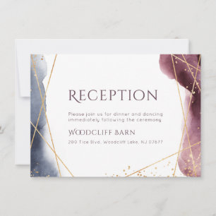 Dusk Watercolor Geometric Modern Wedding Reception Invitation