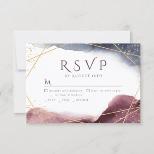 Dusk Watercolor Geometric Modern Wedding RSVP Card