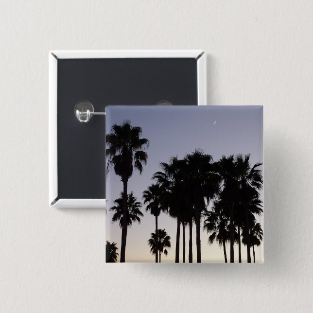Dusk with Palm Trees Tropical Scene 15 Cm Square Badge (Front & Back)