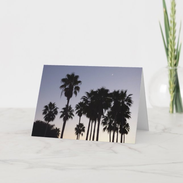 Dusk with Palm Trees Tropical Scene Card (Front)