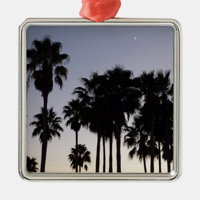 Dusk with Palm Trees Tropical Scene Metal Tree Decoration (Front)