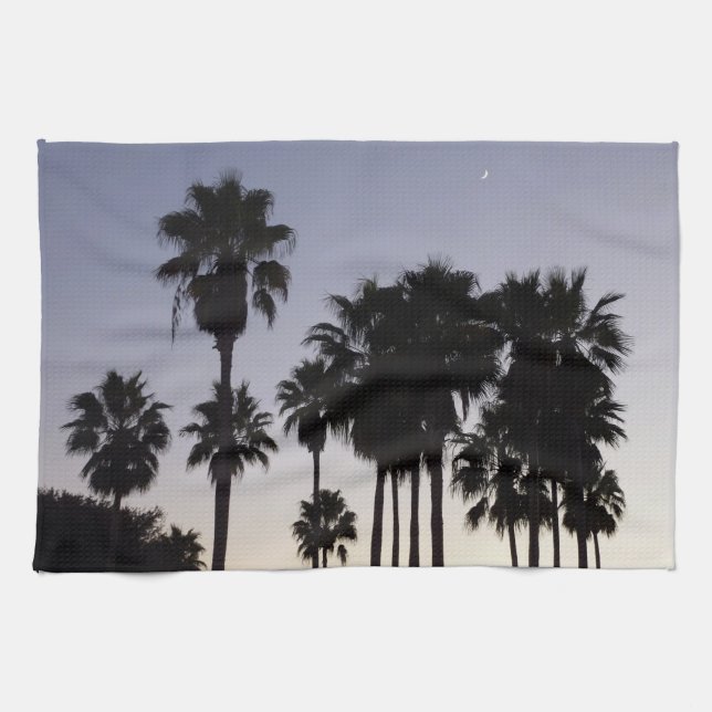 Dusk with Palm Trees Tropical Scene Tea Towel (Horizontal)