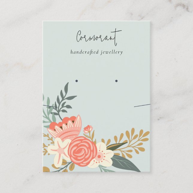 Dusky Blue Ambrosia Flora Earring Necklace Display Business Card (Front)