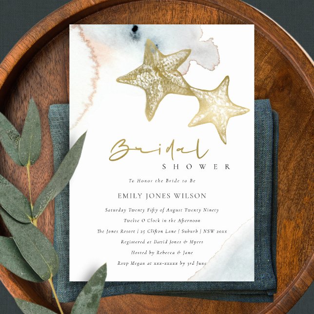 DUSKY BLUE BEACH STARFISH BRIDAL SHOWER INVITE (Creator Uploaded)