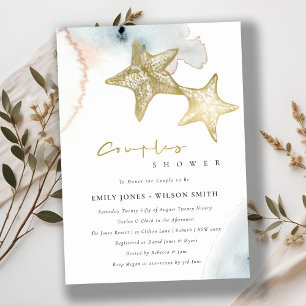 DUSKY BLUE BEACH STARFISH COUPLES SHOWER INVITE