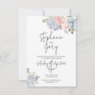 Dusky Blue & Blush Wedding Invitation